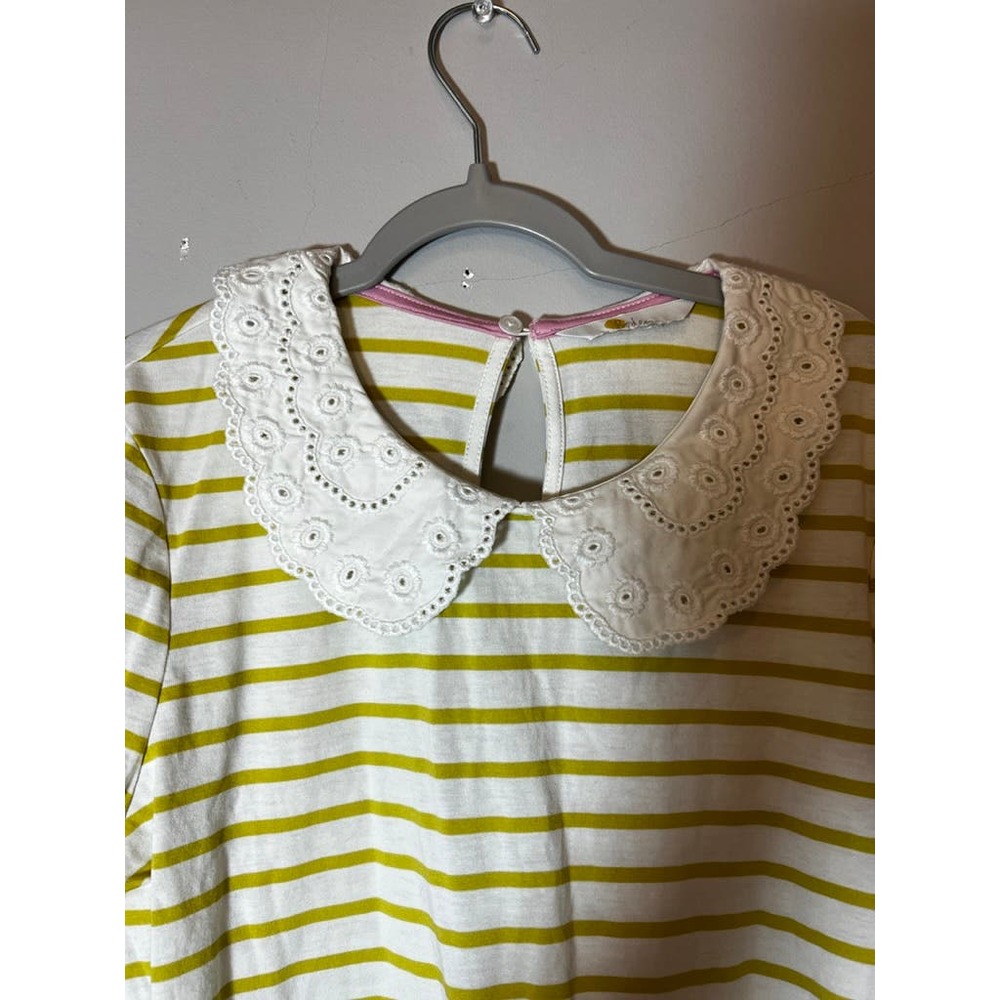 Boden Lime Green and White Striped Peter Pan Collar Top - Picture 5 of 7
